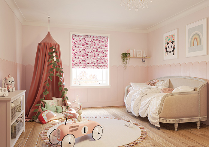 Magic Castle, Princess Pink - Motorised Roman Blind - Image 6
